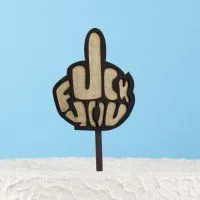Топпер двухслойный деревянный "Fuck you", черный, золотой