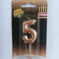 Свеча - цифра "5" Розовое золото 4,5см