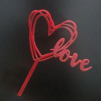 Топпер акриловый  "Сердце  Love"  красный