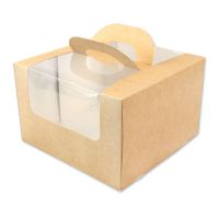 Коробка для торта 200x200x100 с ручками КРАФТ