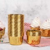 Формы бумажные "Маффин", 50х40 мм, 50 шт, с ламинацией (Золото)