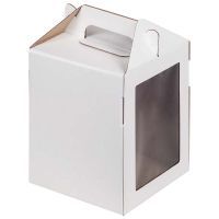 Коробка под пряничный домик и кулич 185х185х230 (белая)