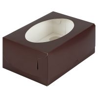 Коробка под капкейки с окошком 235*160*100 мм (6) (шоколад)