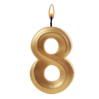 Свеча цифра "8" ЗОЛОТО 7см (c гранями)