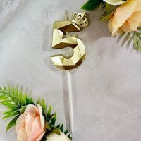 Свеча для торта, цифра 5 с короной (золото, 5,7 см)