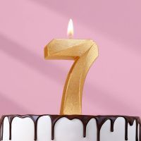 Свеча в торт  "Грань", цифра 7, золотой металлик, 6,5 см